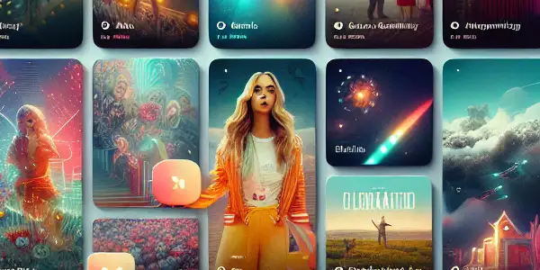 A modern digital dashboard showcasing a Japanese adult film platform with vibrant thumbnails and interactive point rewards.